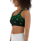St. Patrick's Day Glitter Print Sports Bra