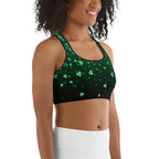 St. Patrick's Day Glitter Print Sports Bra