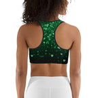 St. Patrick's Day Glitter Print Sports Bra
