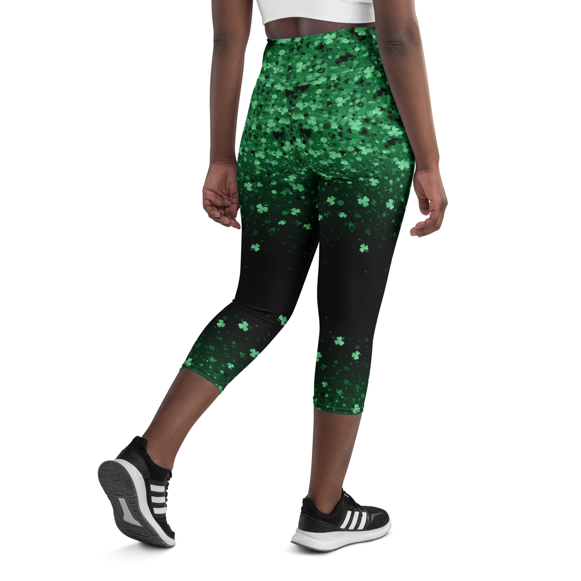 St. Patrick's Day Glitter Print Yoga Capris