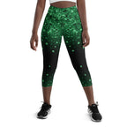 St. Patrick's Day Glitter Print Yoga Capris