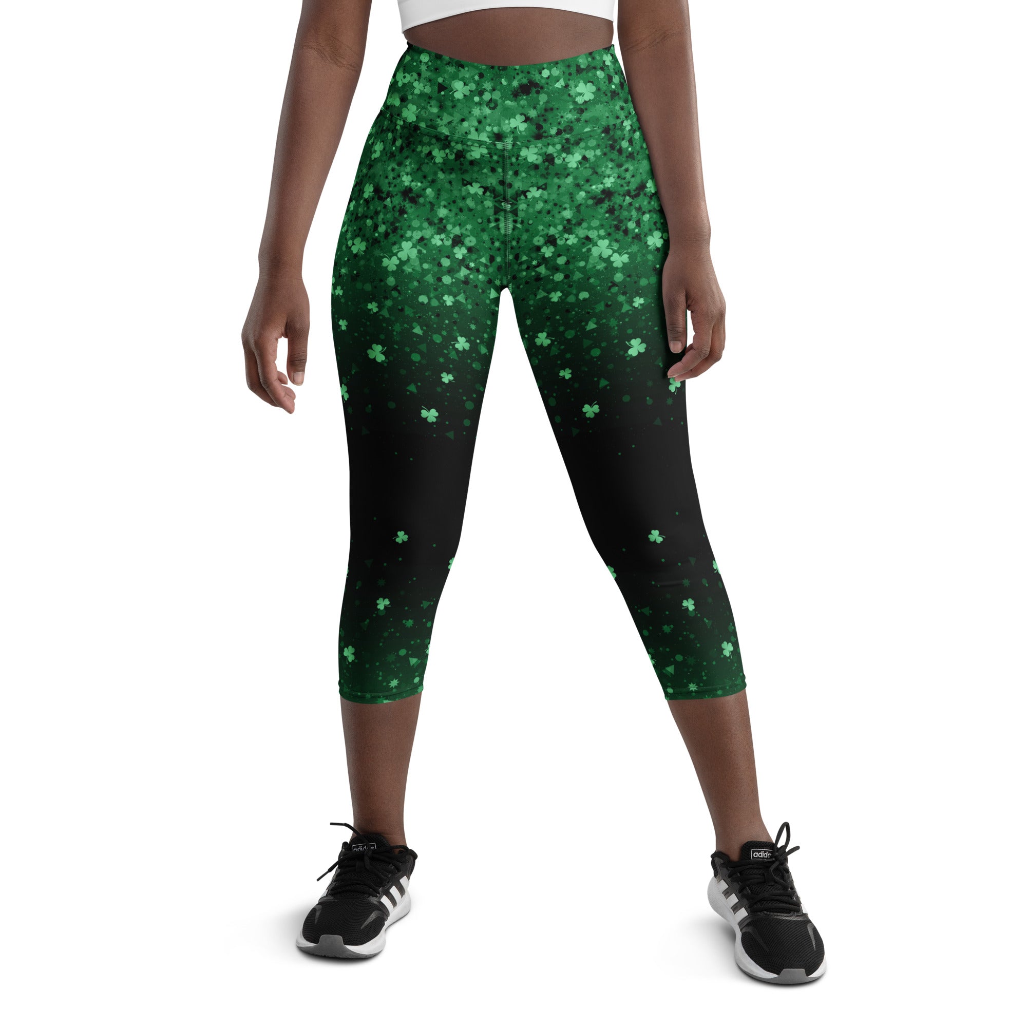 St. Patrick's Day Glitter Print Yoga Capris