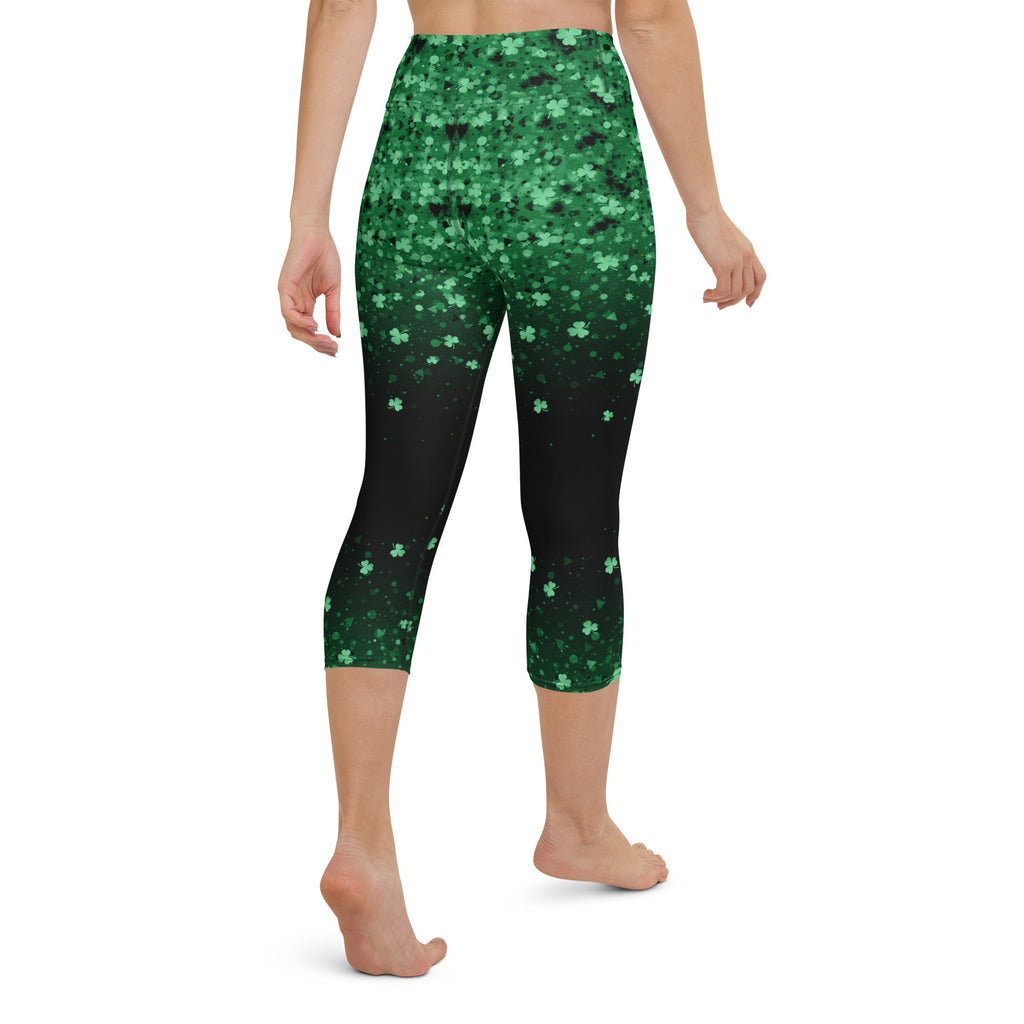 St. Patrick's Day Glitter Print Yoga Capris