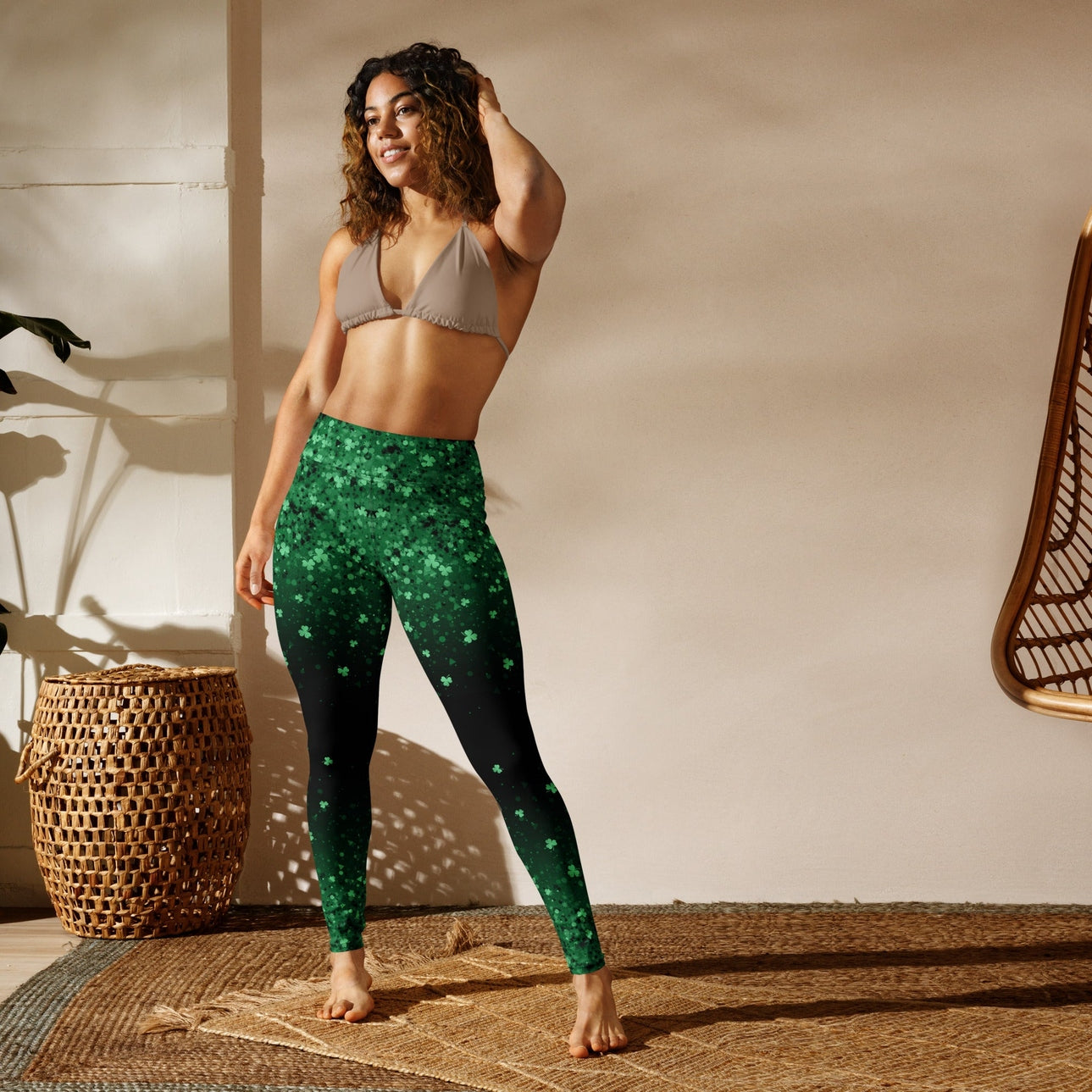 St. Patrick's Day Glitter Print Yoga Leggings