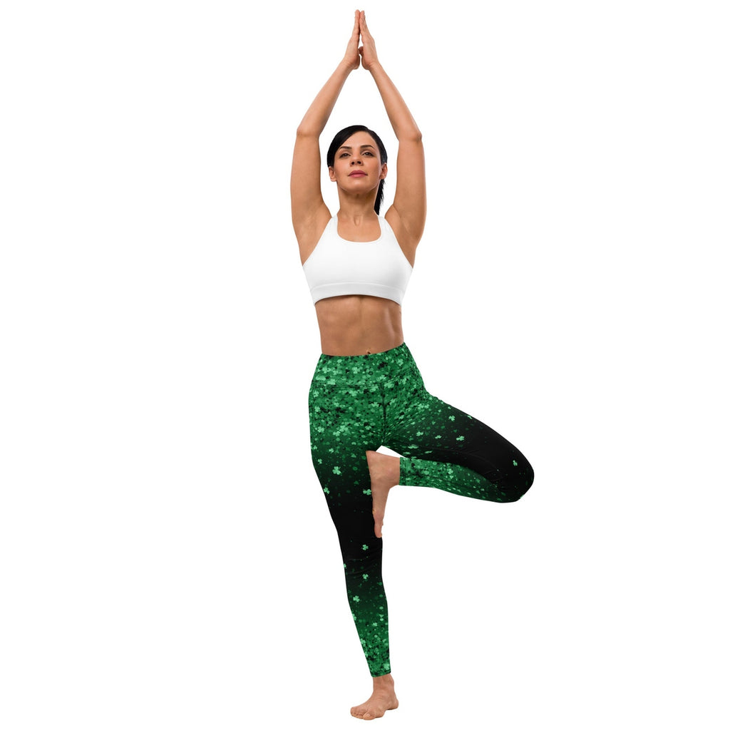 St. Patrick's Day Glitter Print Yoga Leggings