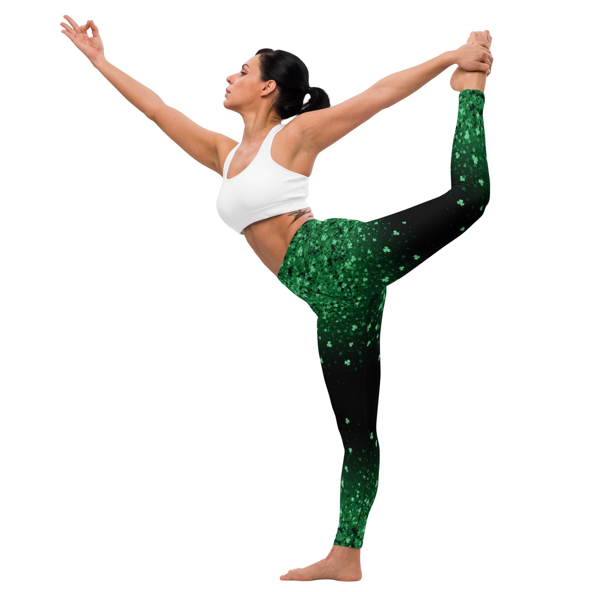 St. Patrick's Day Glitter Print Yoga Leggings
