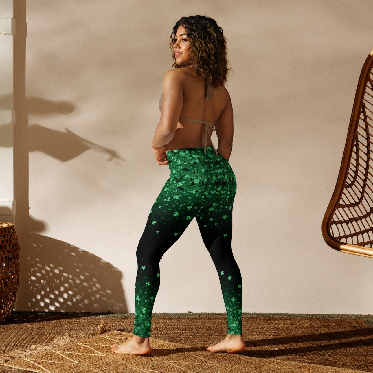 St. Patrick's Day Glitter Print Yoga Leggings