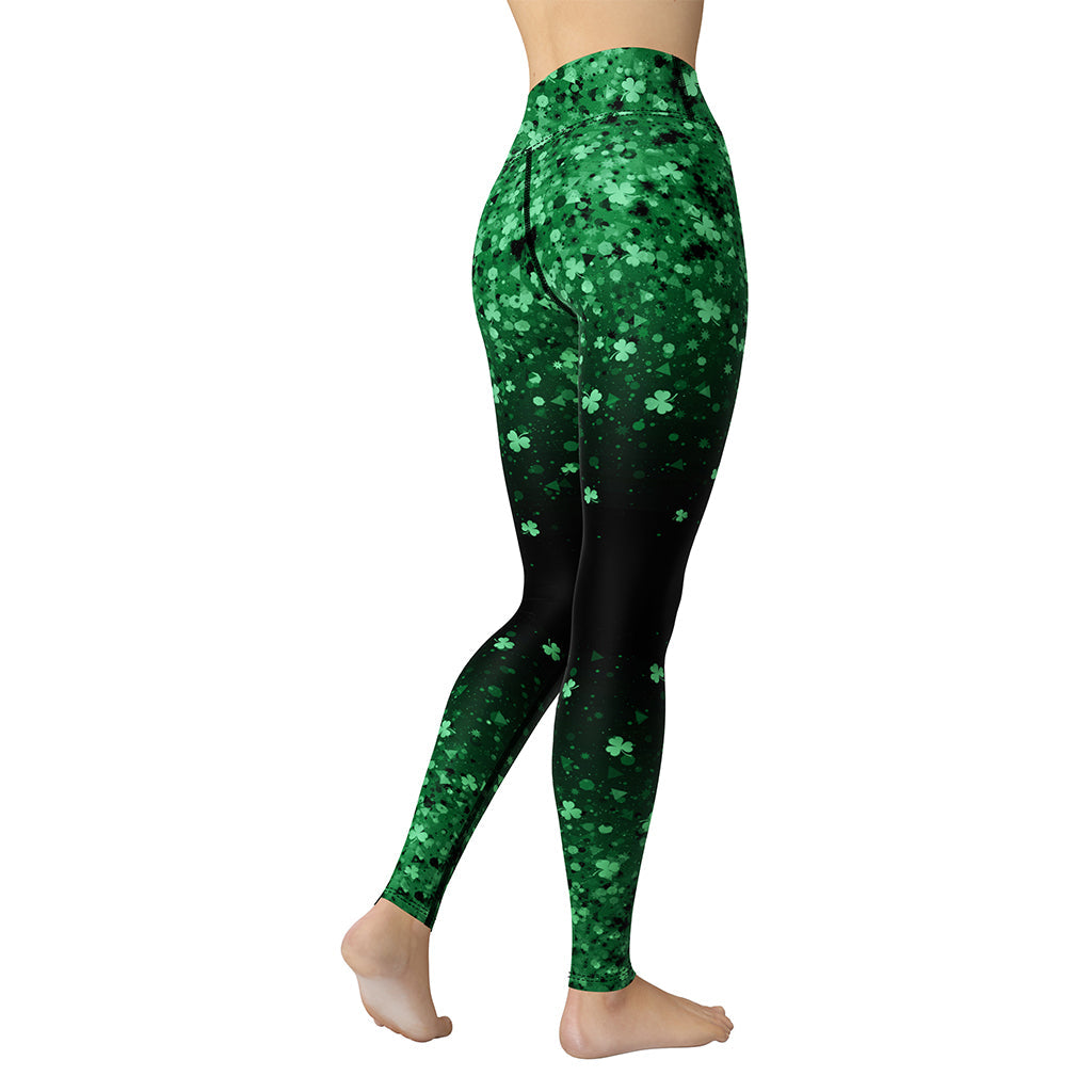 St. Patrick's Day Glitter Print Yoga Leggings