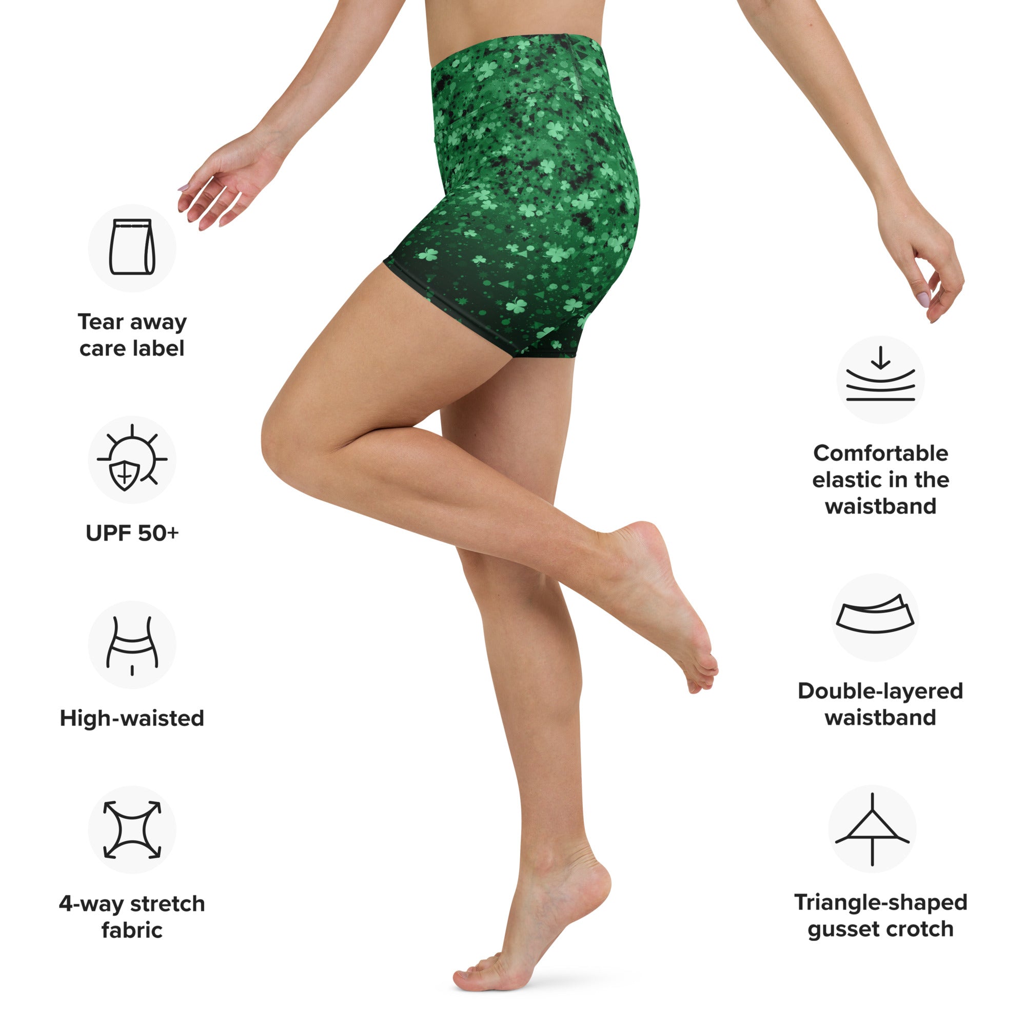 St. Patrick's Day Glitter Print Yoga Shorts
