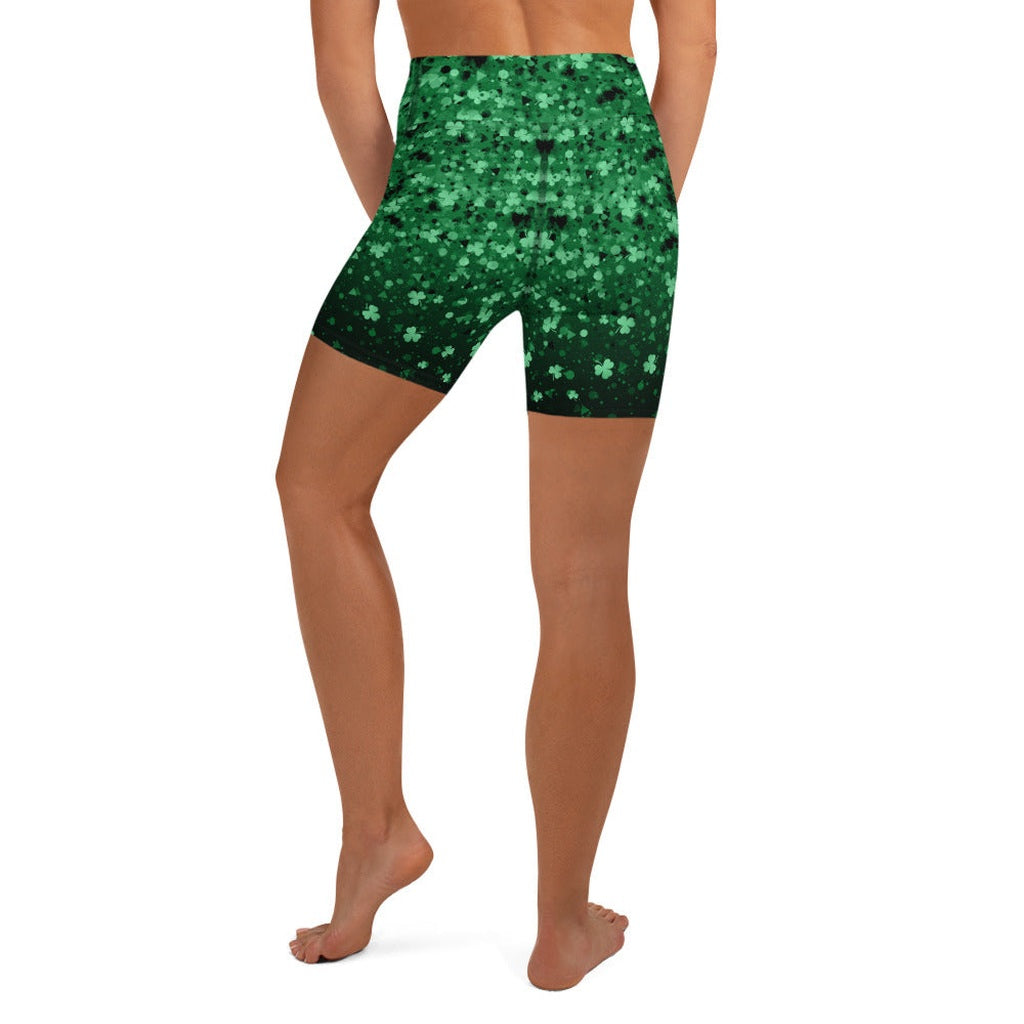 St. Patrick's Day Glitter Print Yoga Shorts