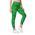 St. Patrick's Day Plaid Crossover Leggings With Pockets