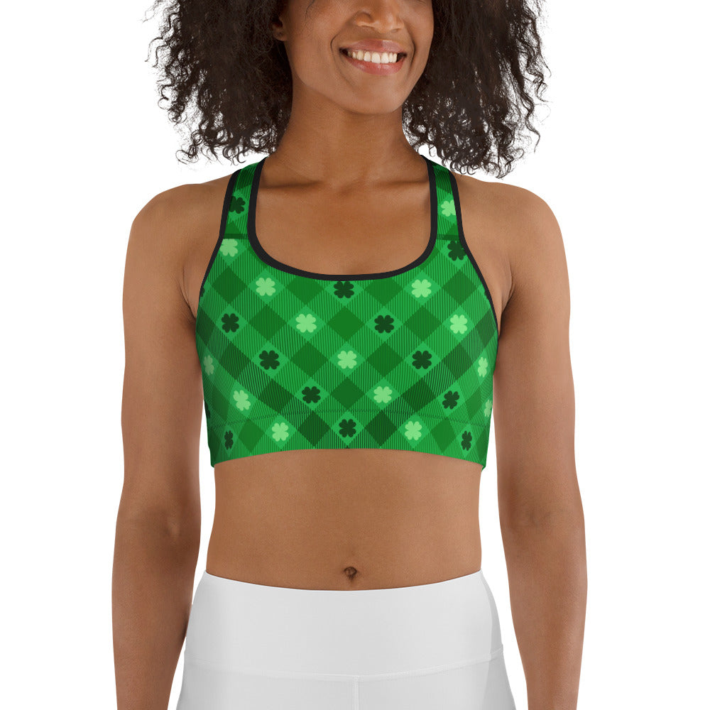 St. Patrick's Day Plaid Sports Bra