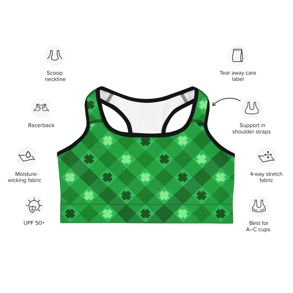 St. Patrick's Day Plaid Sports Bra