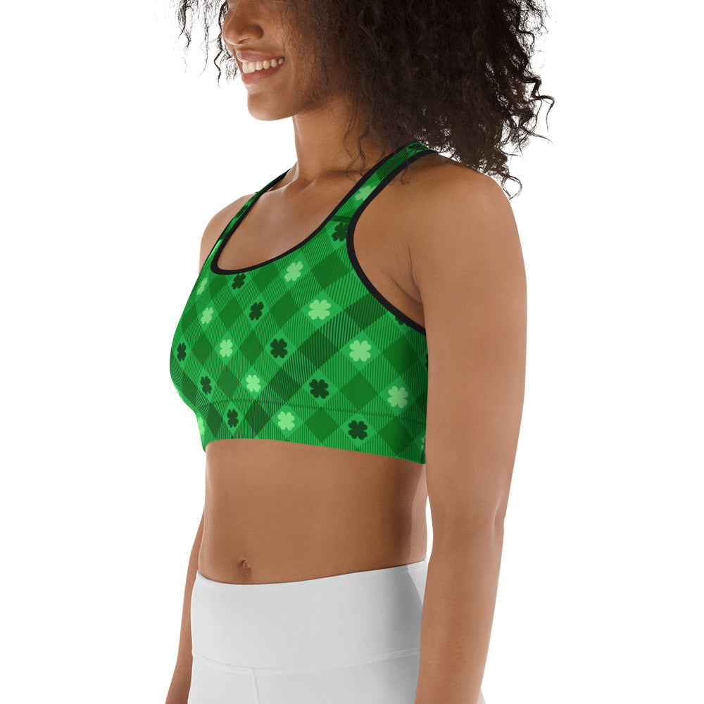 St. Patrick's Day Plaid Sports Bra