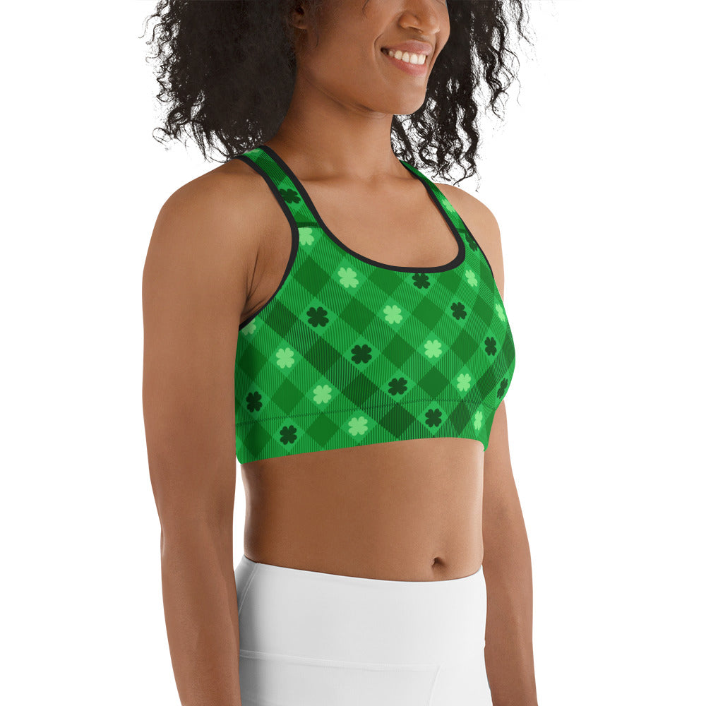 St. Patrick's Day Plaid Sports Bra
