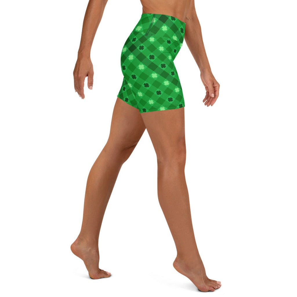 St. Patrick's Day Plaid Yoga Shorts