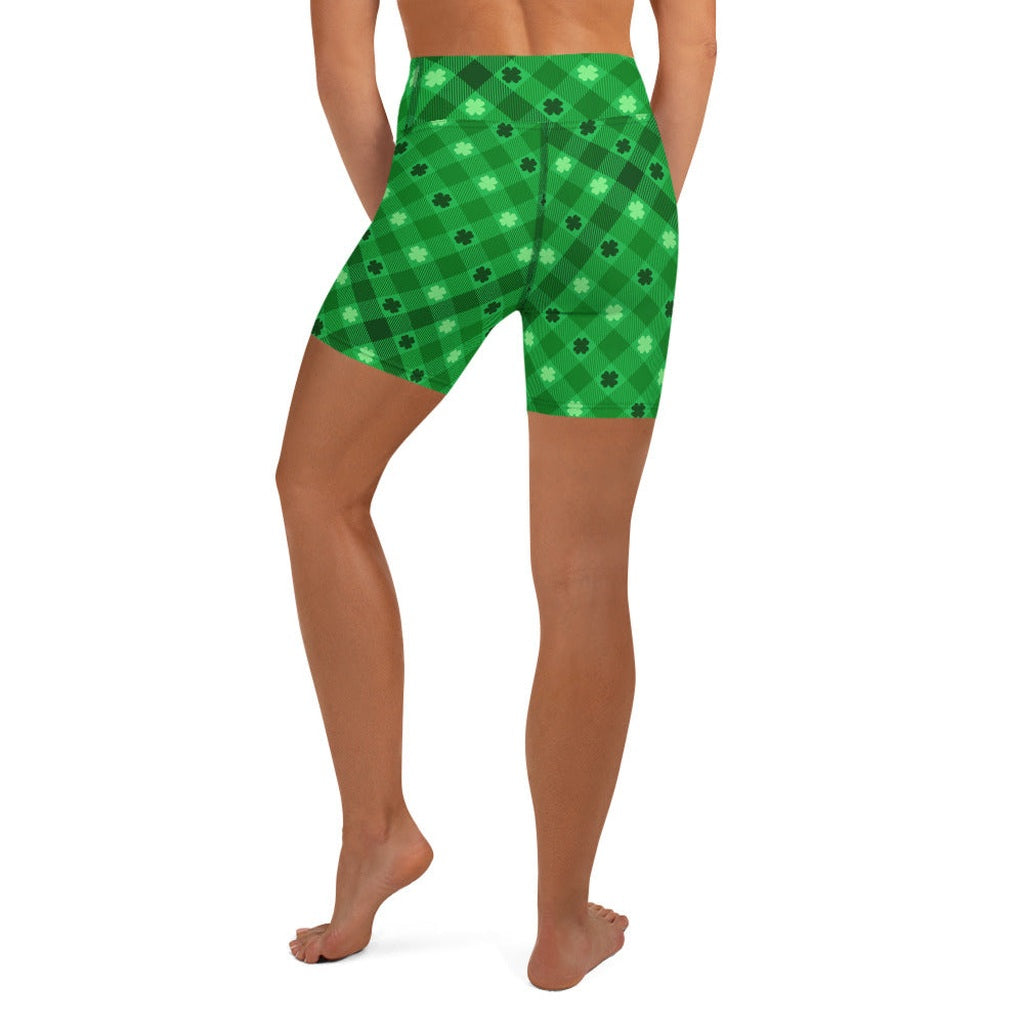 St. Patrick's Day Plaid Yoga Shorts
