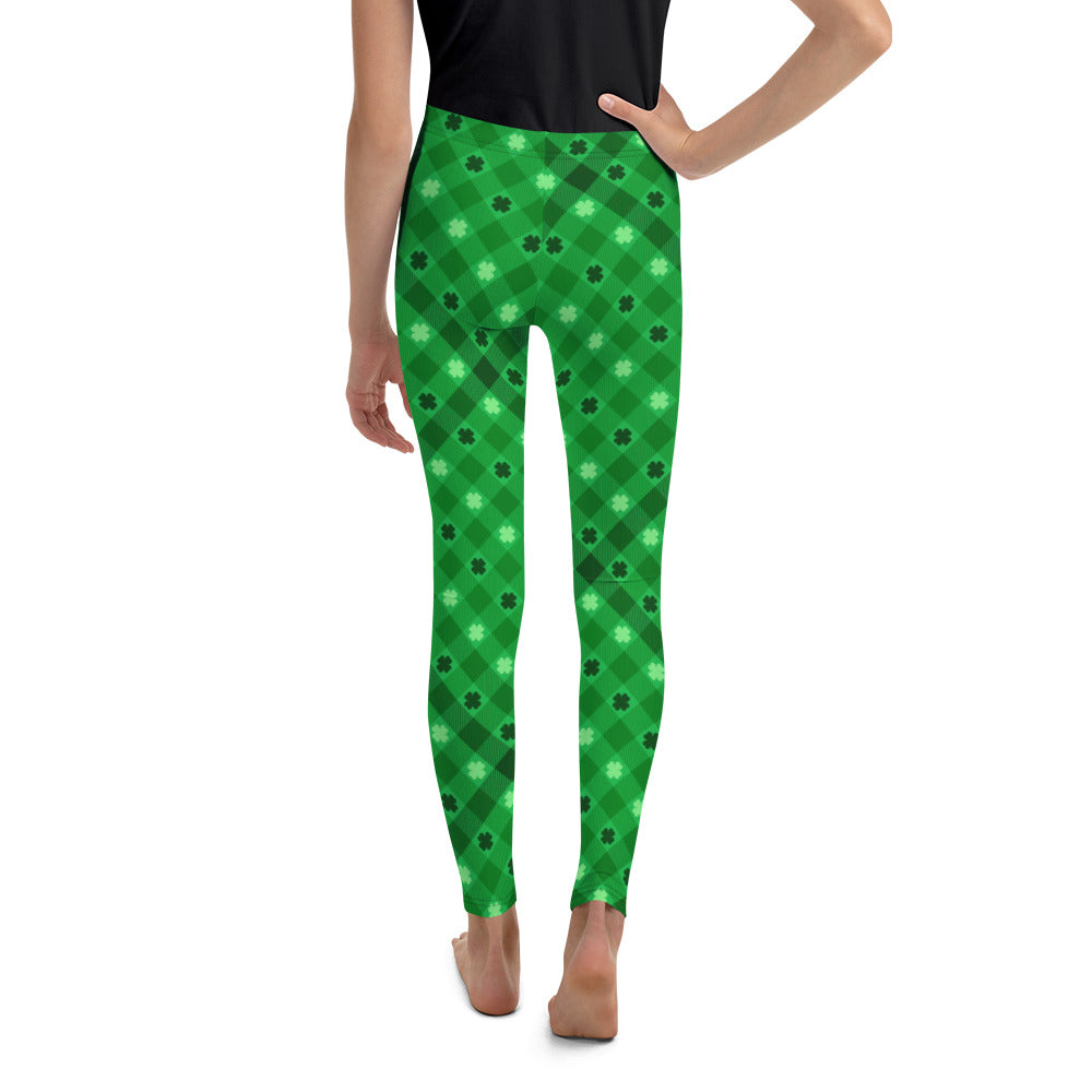 St. Patrick's Day Plaid Youth Leggings