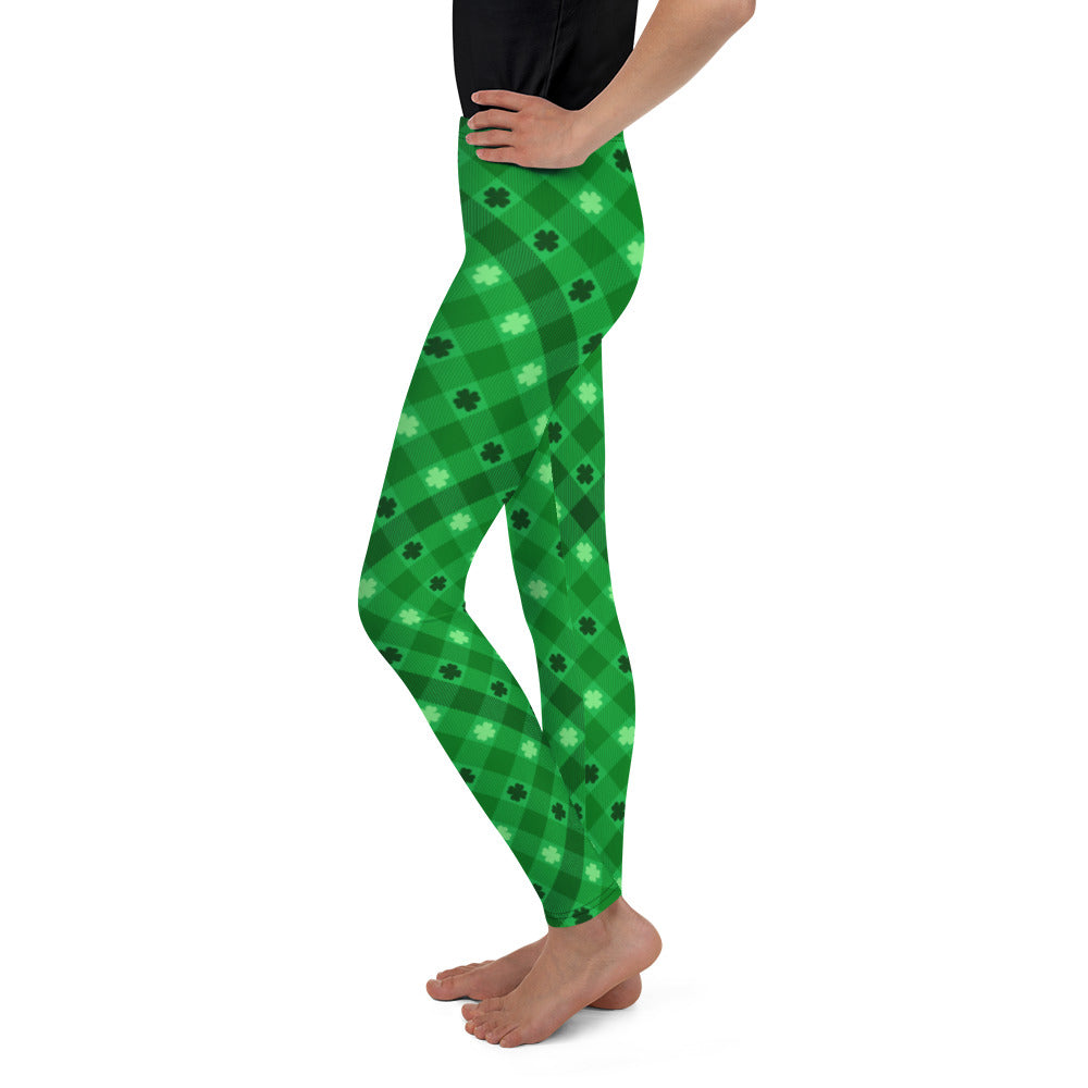 St. Patrick's Day Plaid Youth Leggings