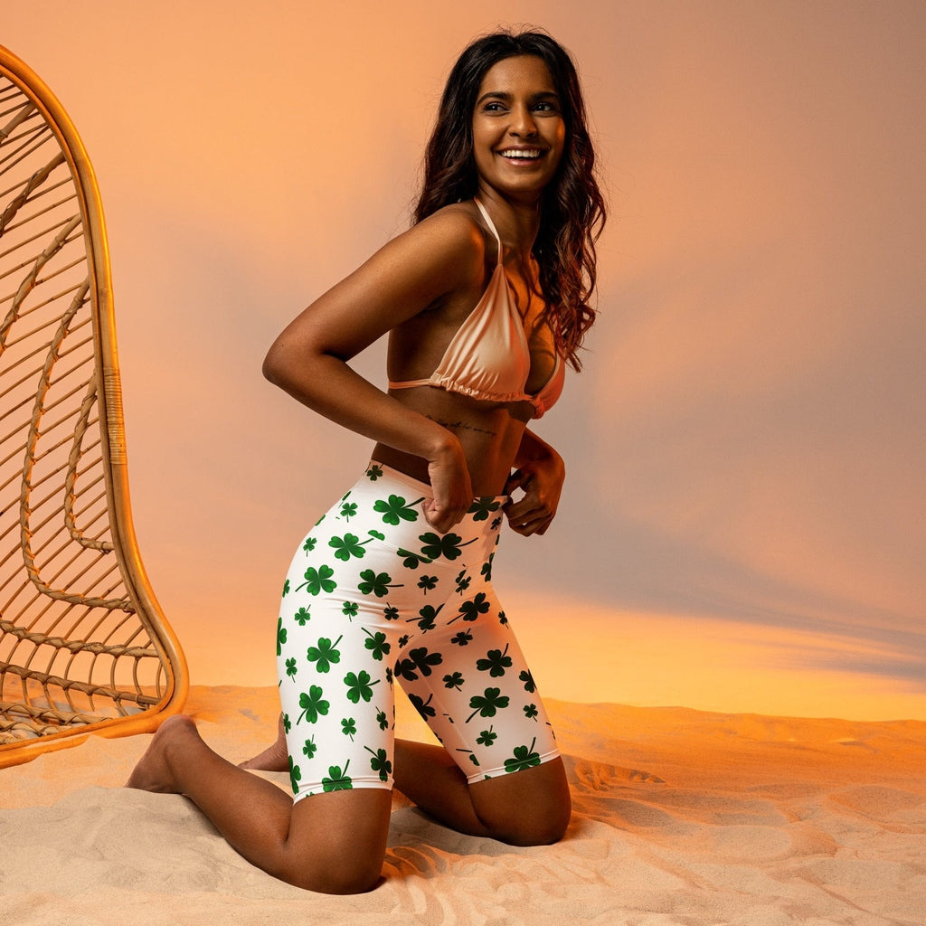 St. Patricks Day Shamrock Biker Shorts