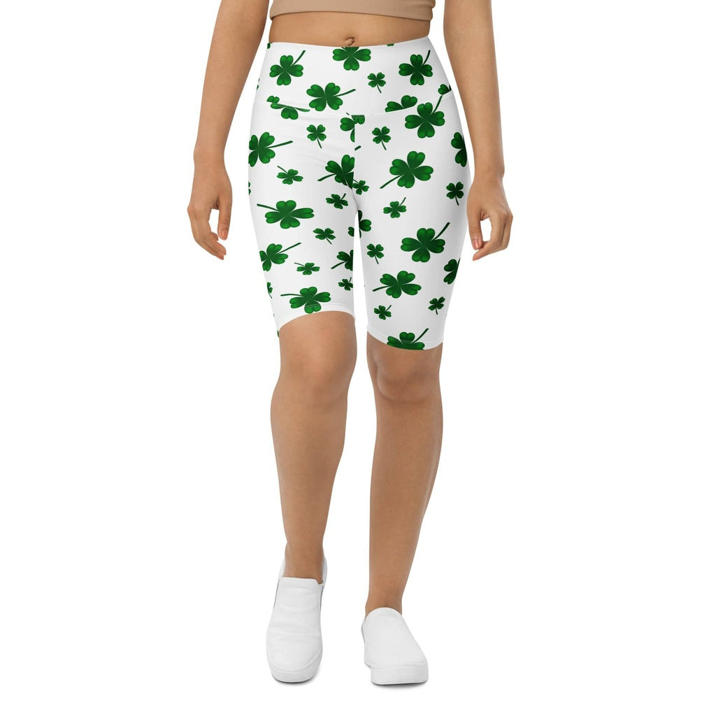St. Patricks Day Shamrock Biker Shorts