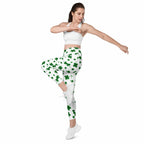 St. Patricks Day Shamrock Crossover Leggings With Pockets