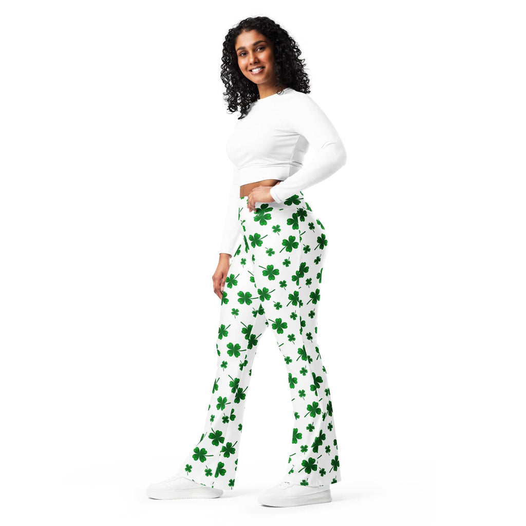 St. Patricks Day Shamrock Flare Leggings