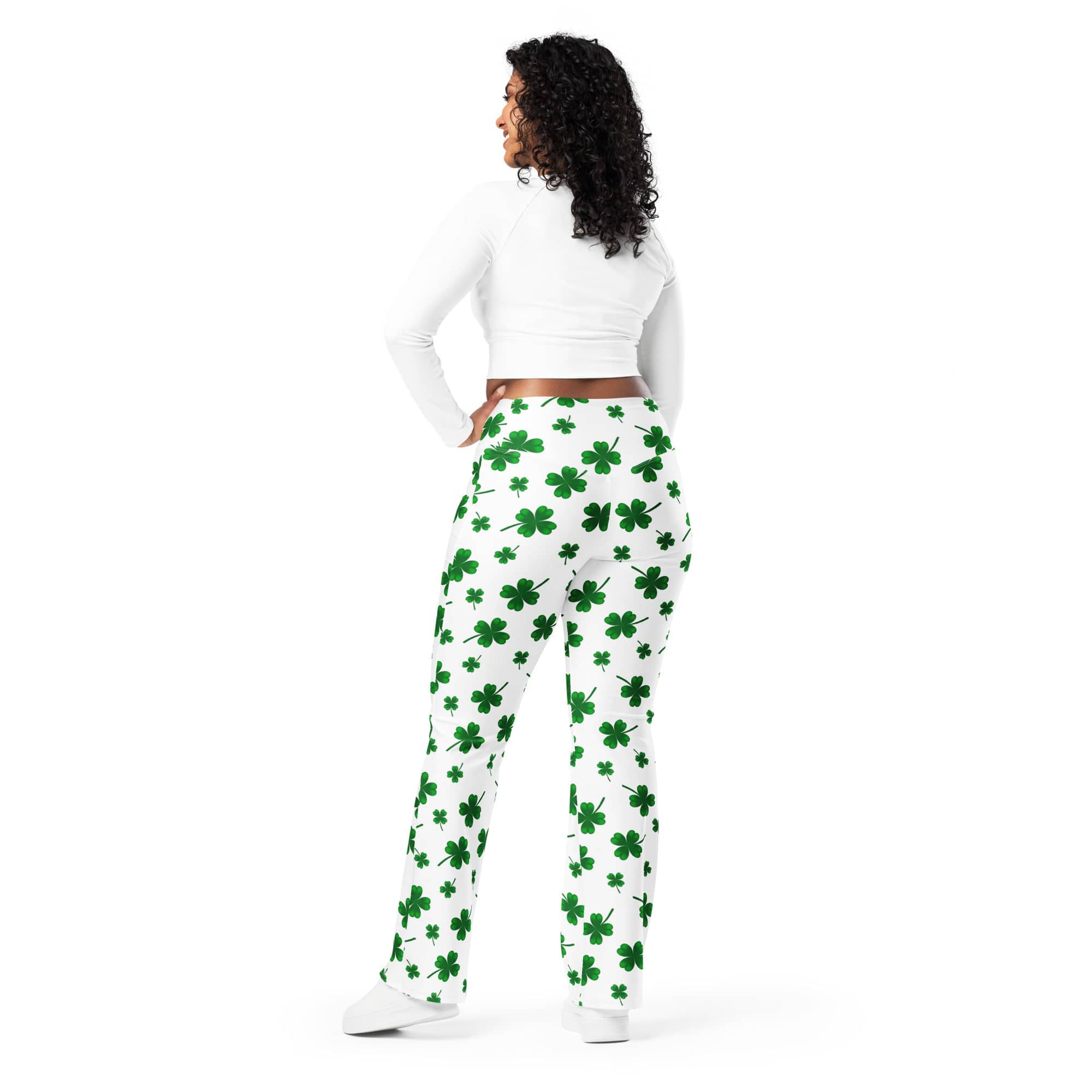 St. Patricks Day Shamrock Flare Leggings