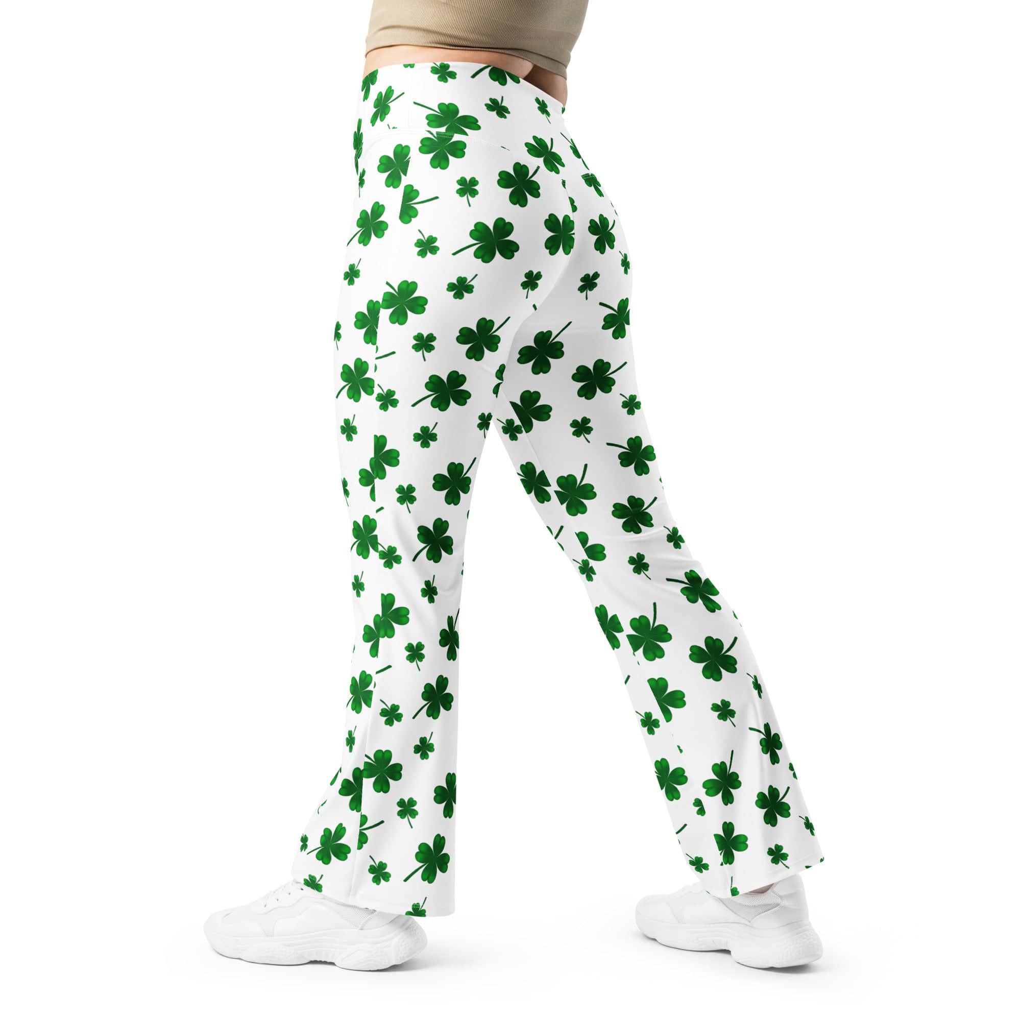 St. Patricks Day Shamrock Flare Leggings