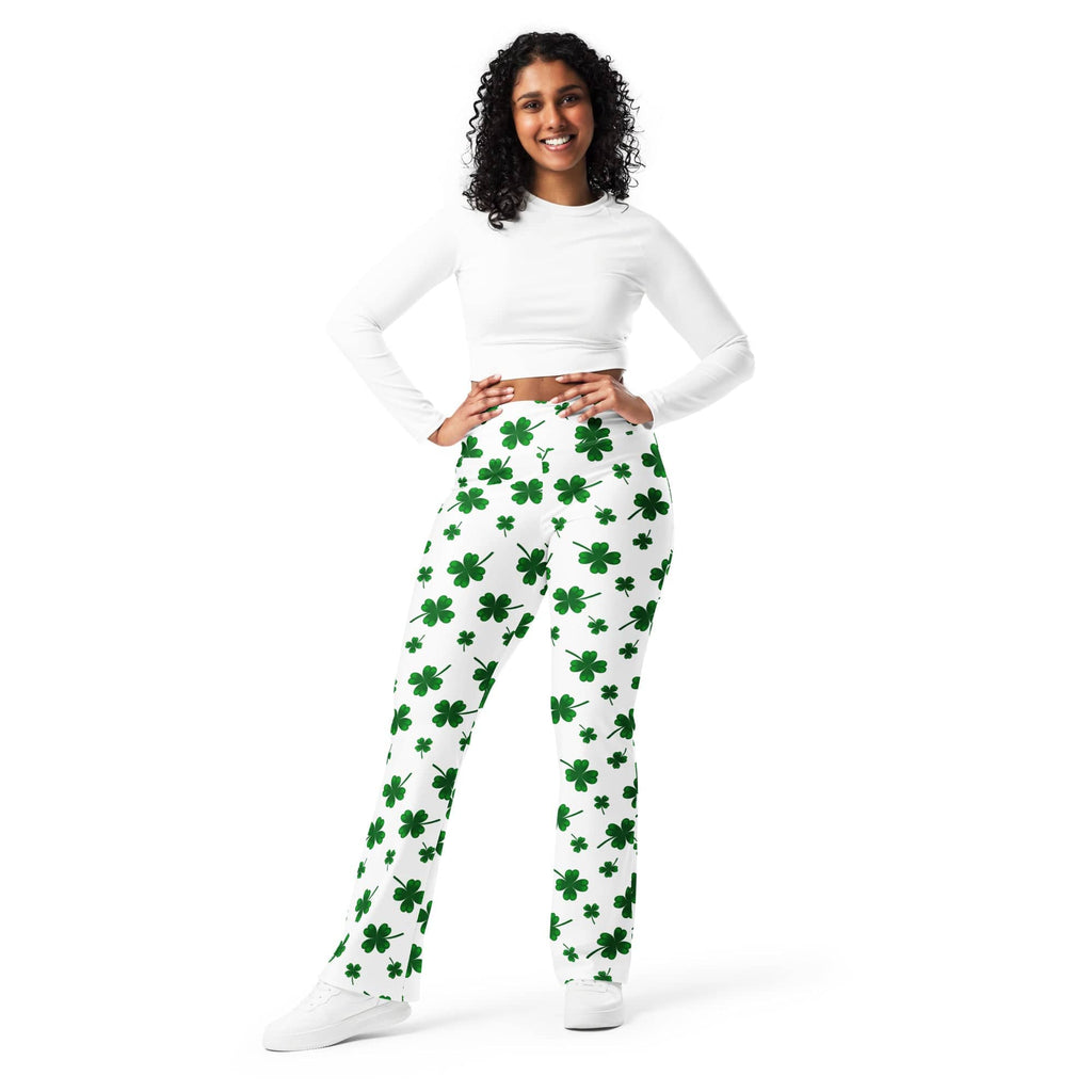 St. Patricks Day Shamrock Flare Leggings