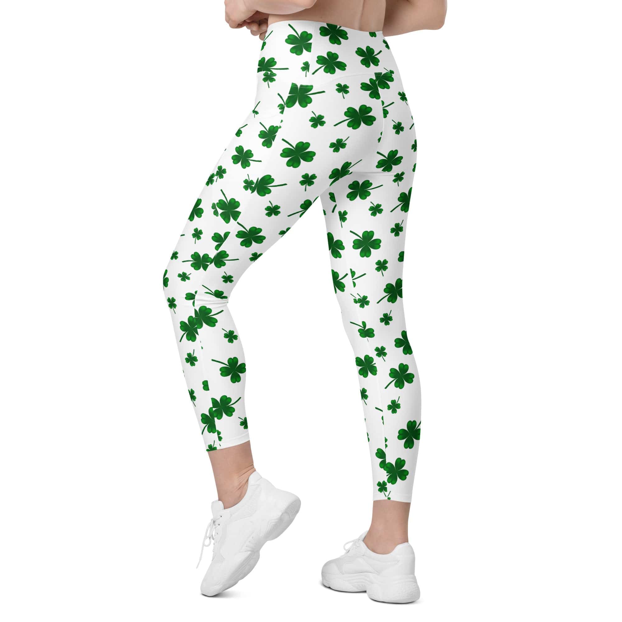 St. Patricks Day Shamrock Leggings With Pockets