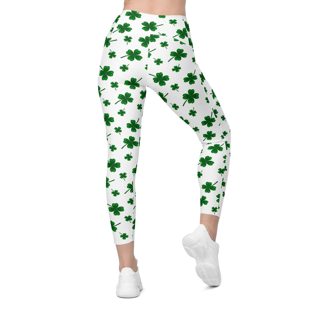 St. Patricks Day Shamrock Leggings With Pockets