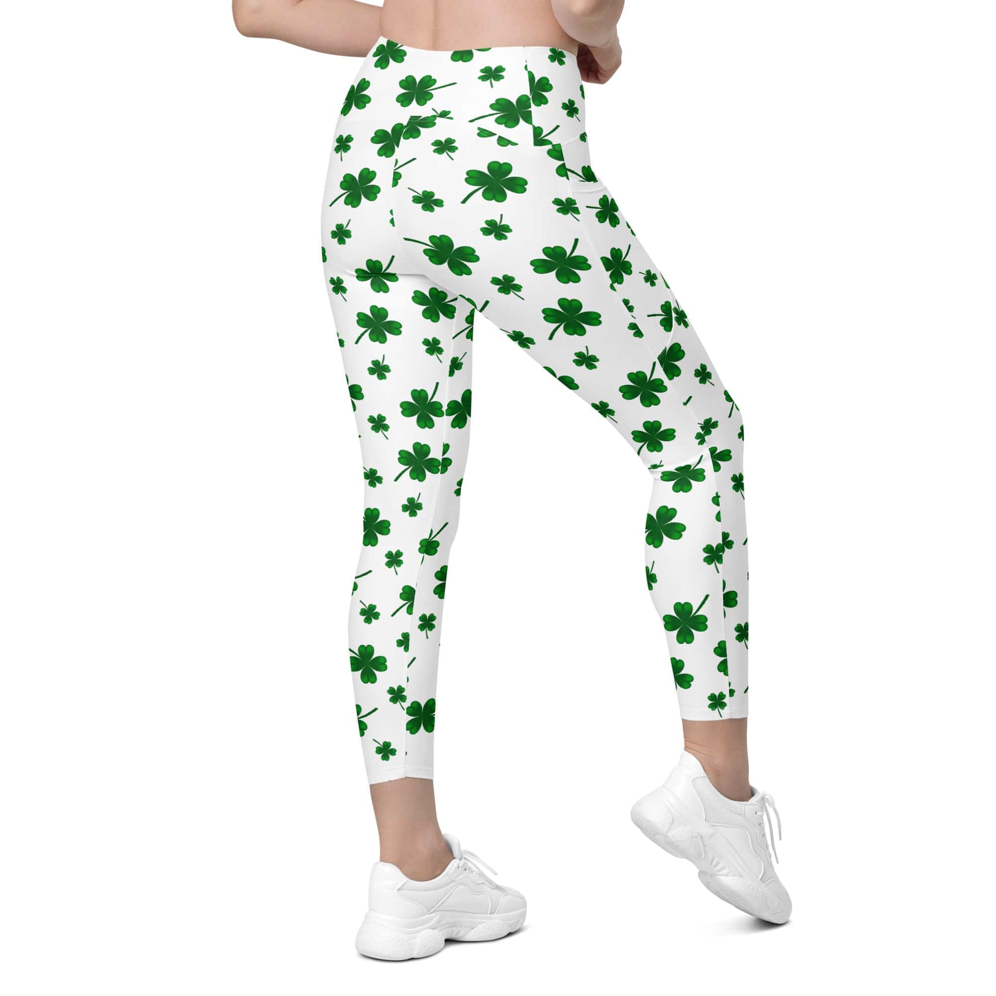 St. Patricks Day Shamrock Leggings With Pockets