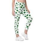St. Patricks Day Shamrock Leggings With Pockets