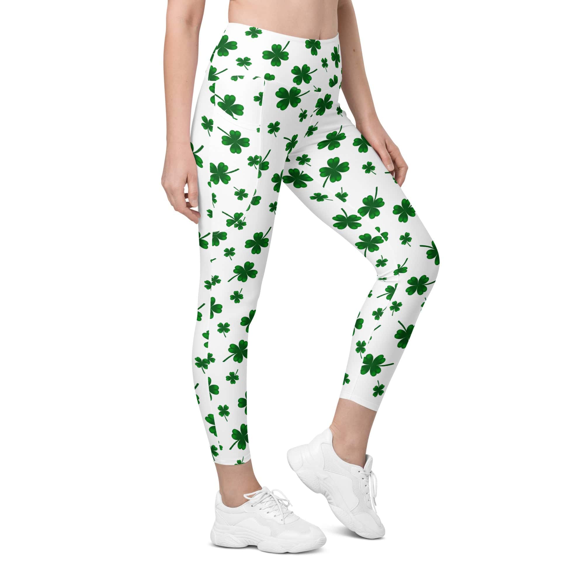 St. Patricks Day Shamrock Leggings With Pockets