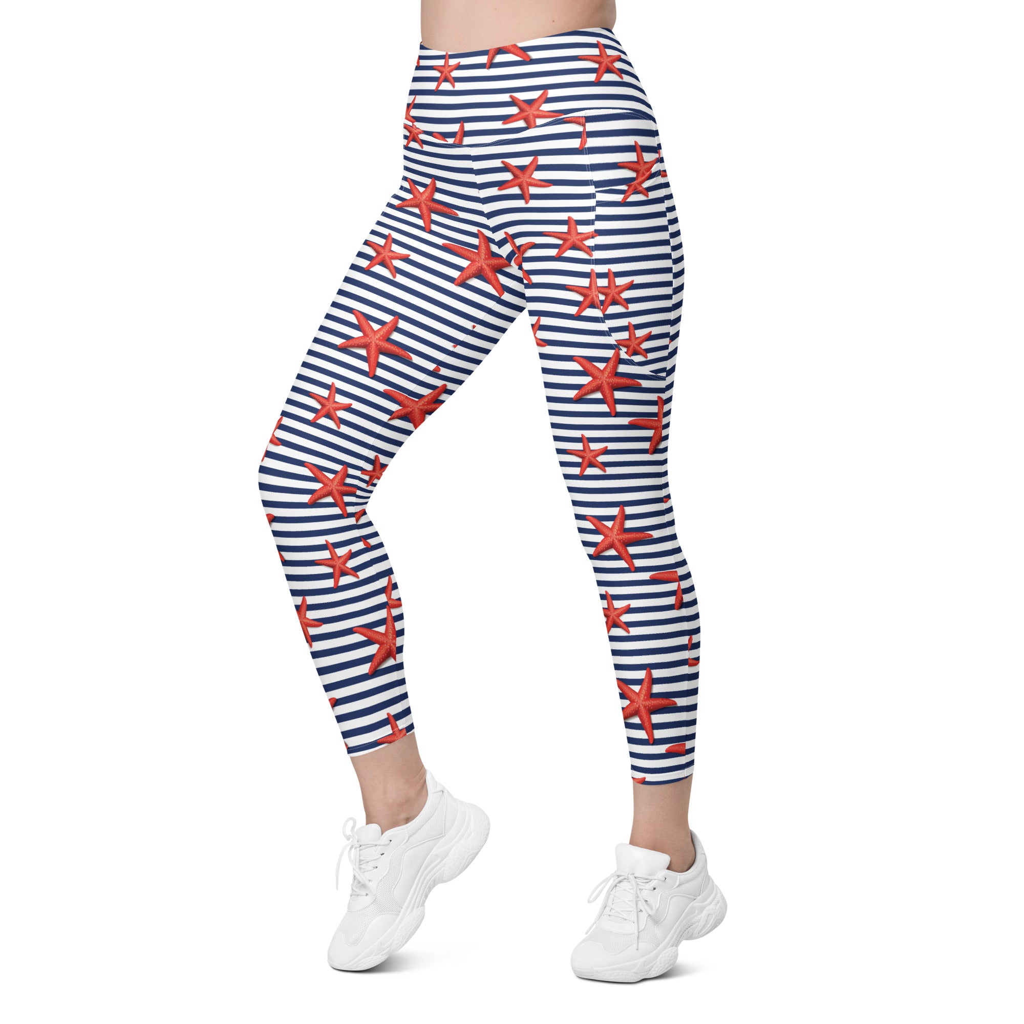 Starfish Stripe Leggings with Pockets
