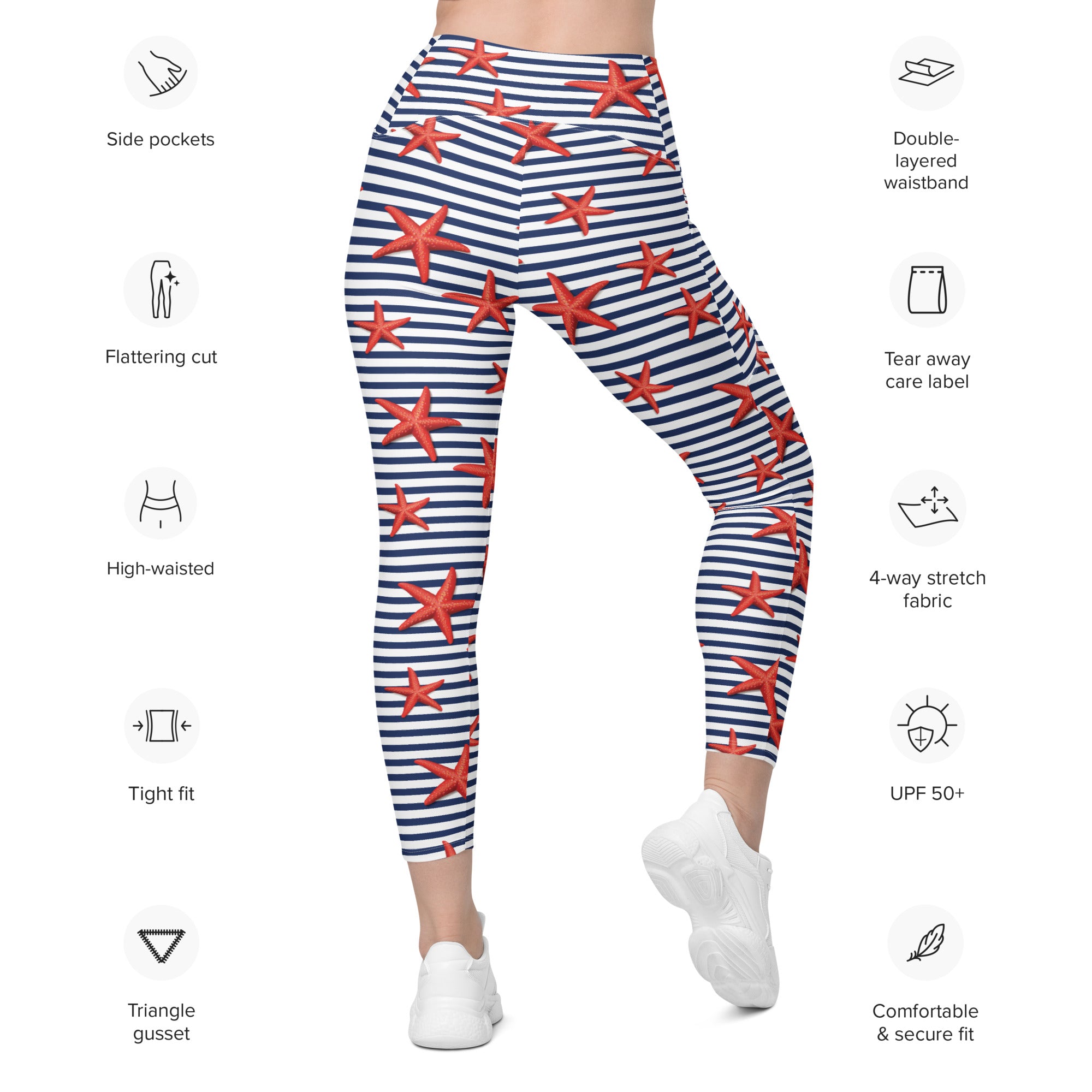 Starfish Stripe Leggings with Pockets