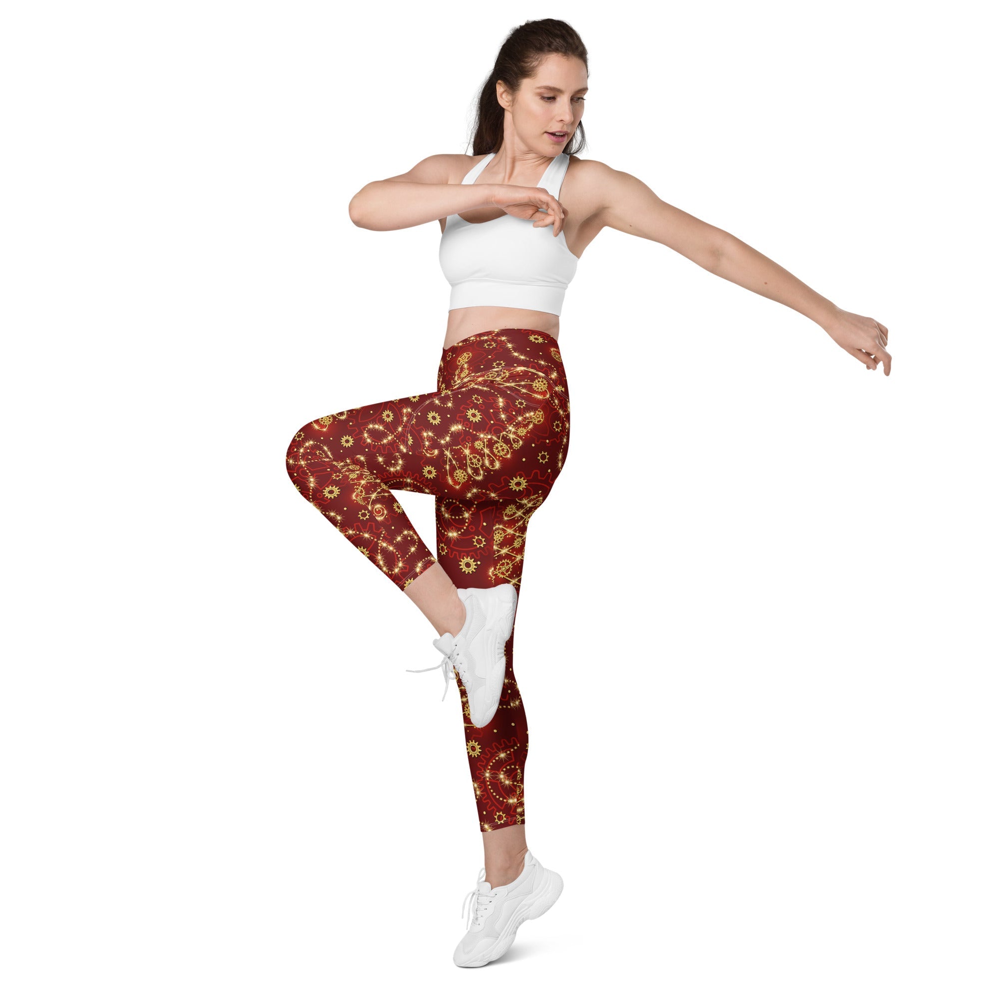 Steampunk Christmas Crossover Leggings With Pockets