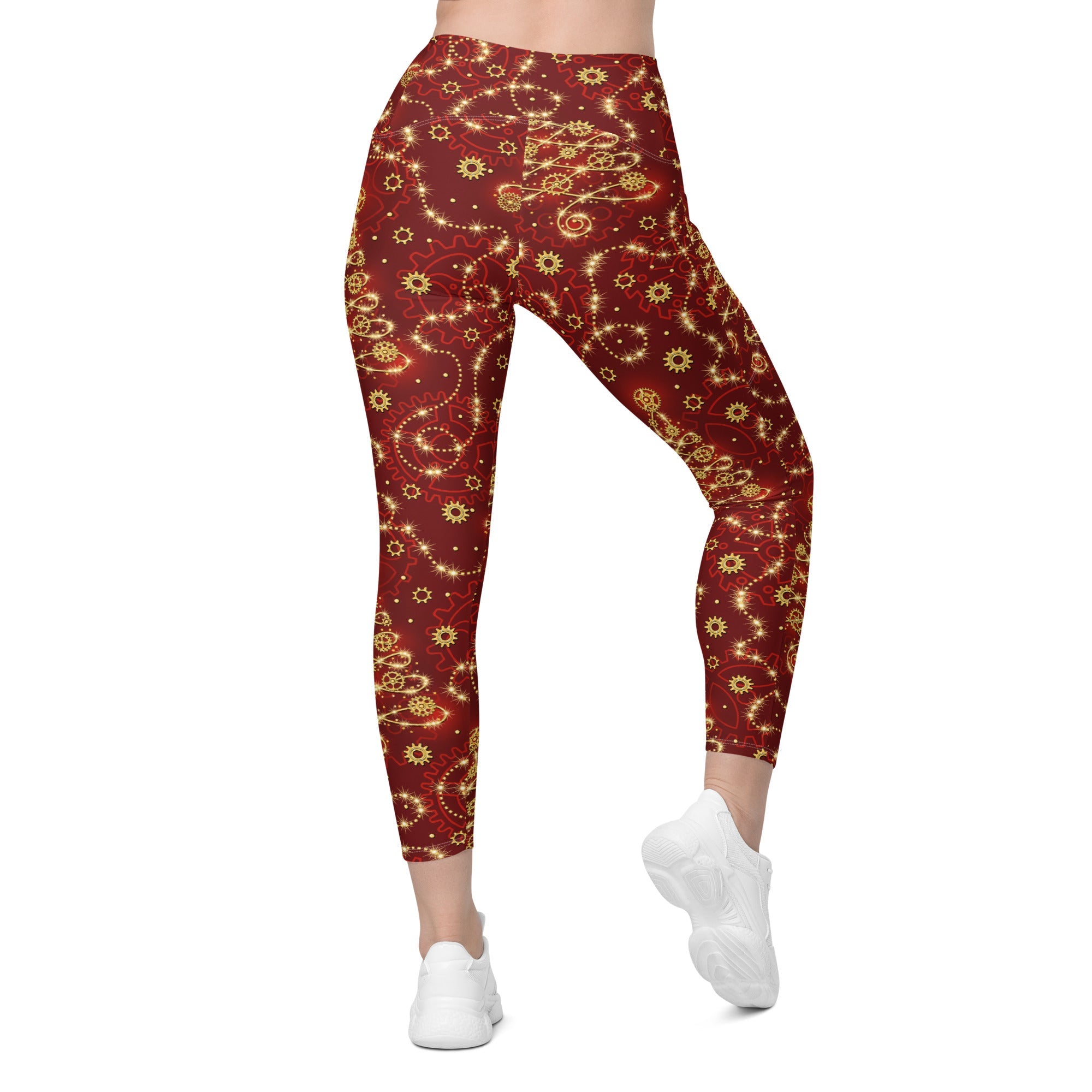 Steampunk Christmas Crossover Leggings With Pockets