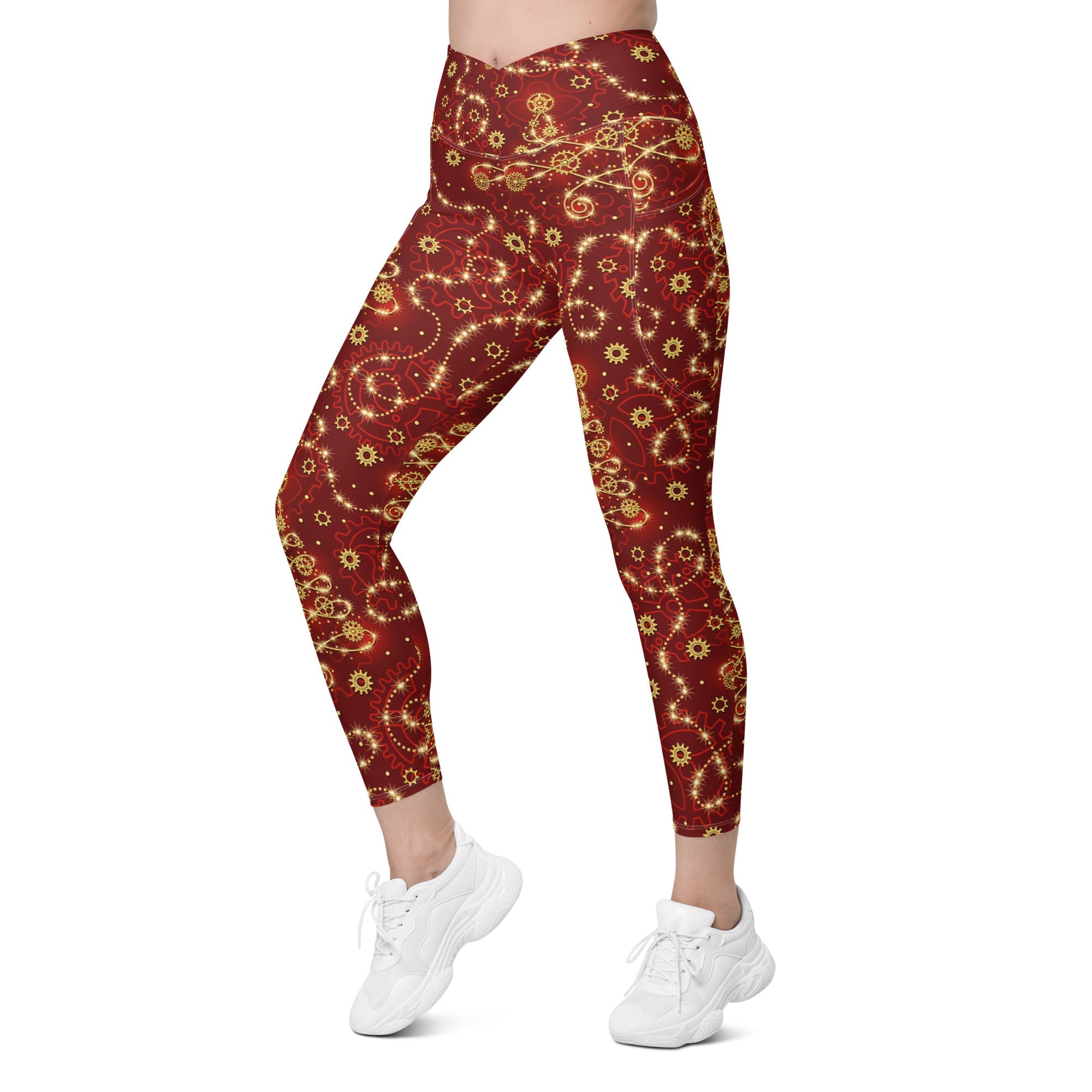 Steampunk Christmas Crossover Leggings With Pockets