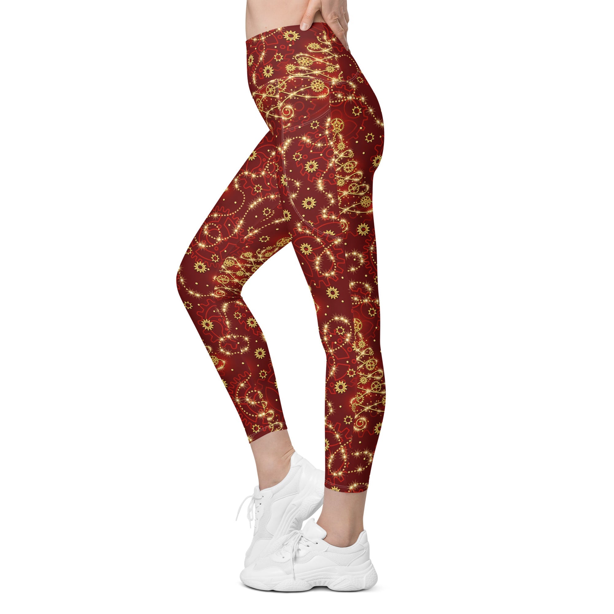 Steampunk Christmas Leggings With Pockets