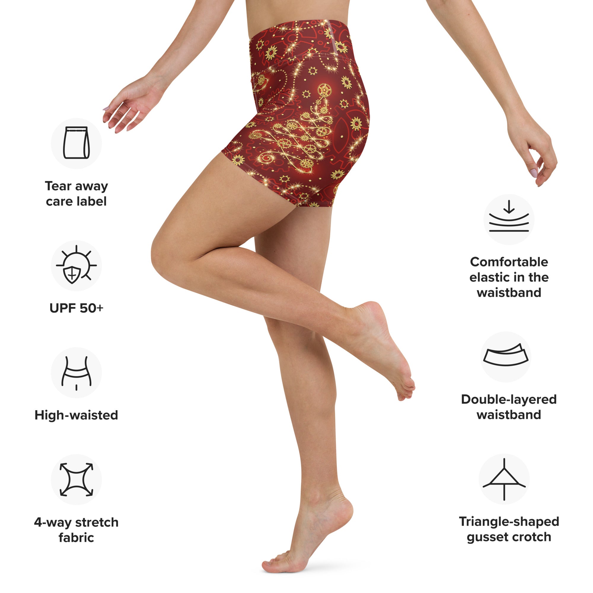 Steampunk Christmas Yoga Shorts