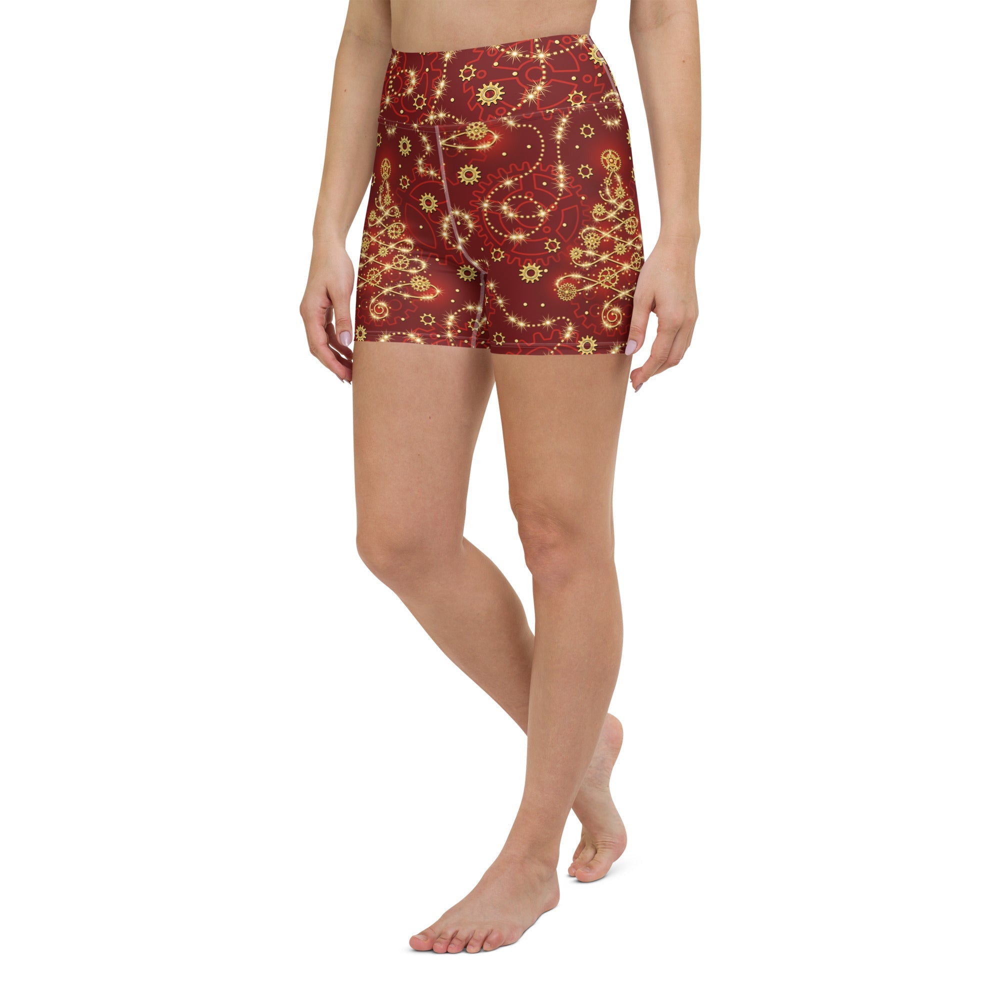 Steampunk Christmas Yoga Shorts