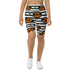 Striped Jack O'lanterns Biker Shorts