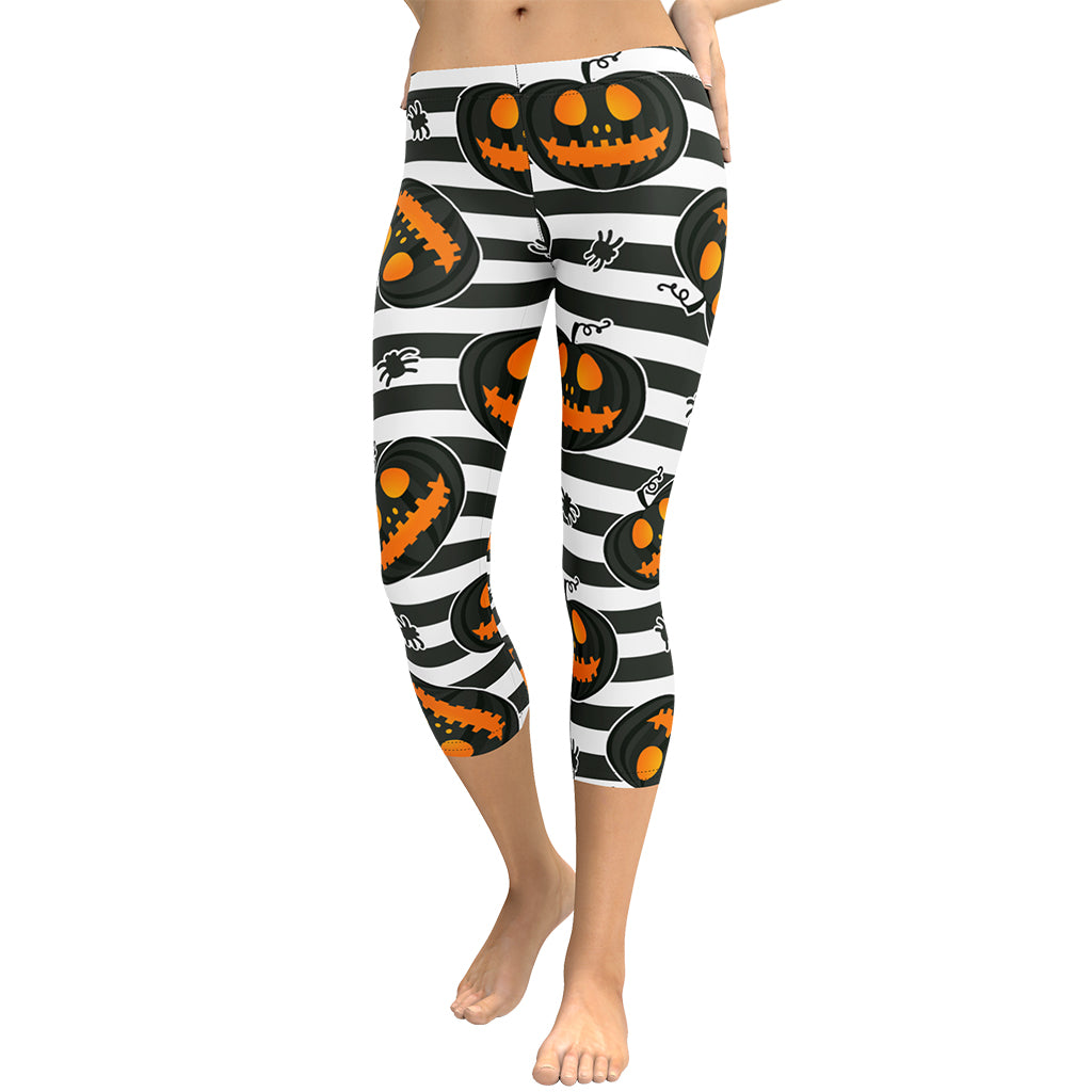 Striped Jack O'lanterns Capris