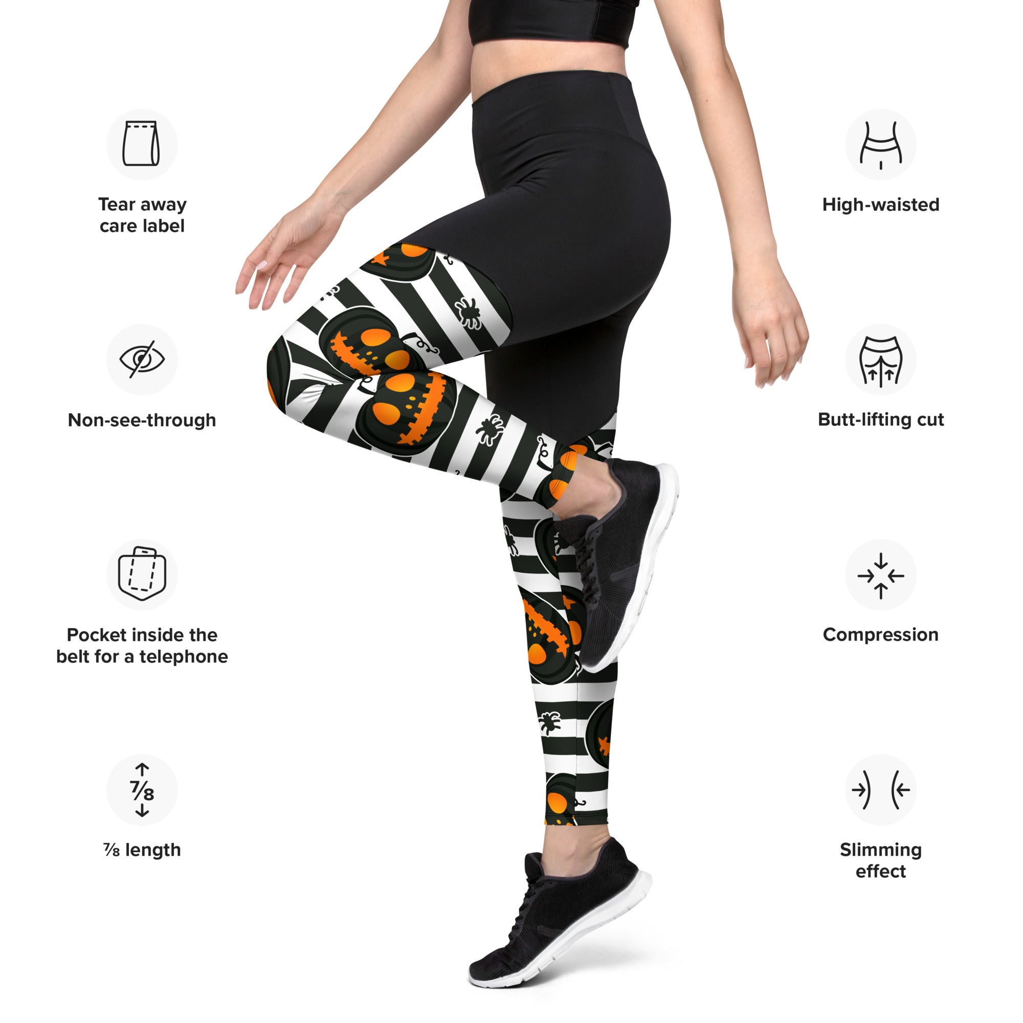 Striped Jack O'lanterns Compression Leggings