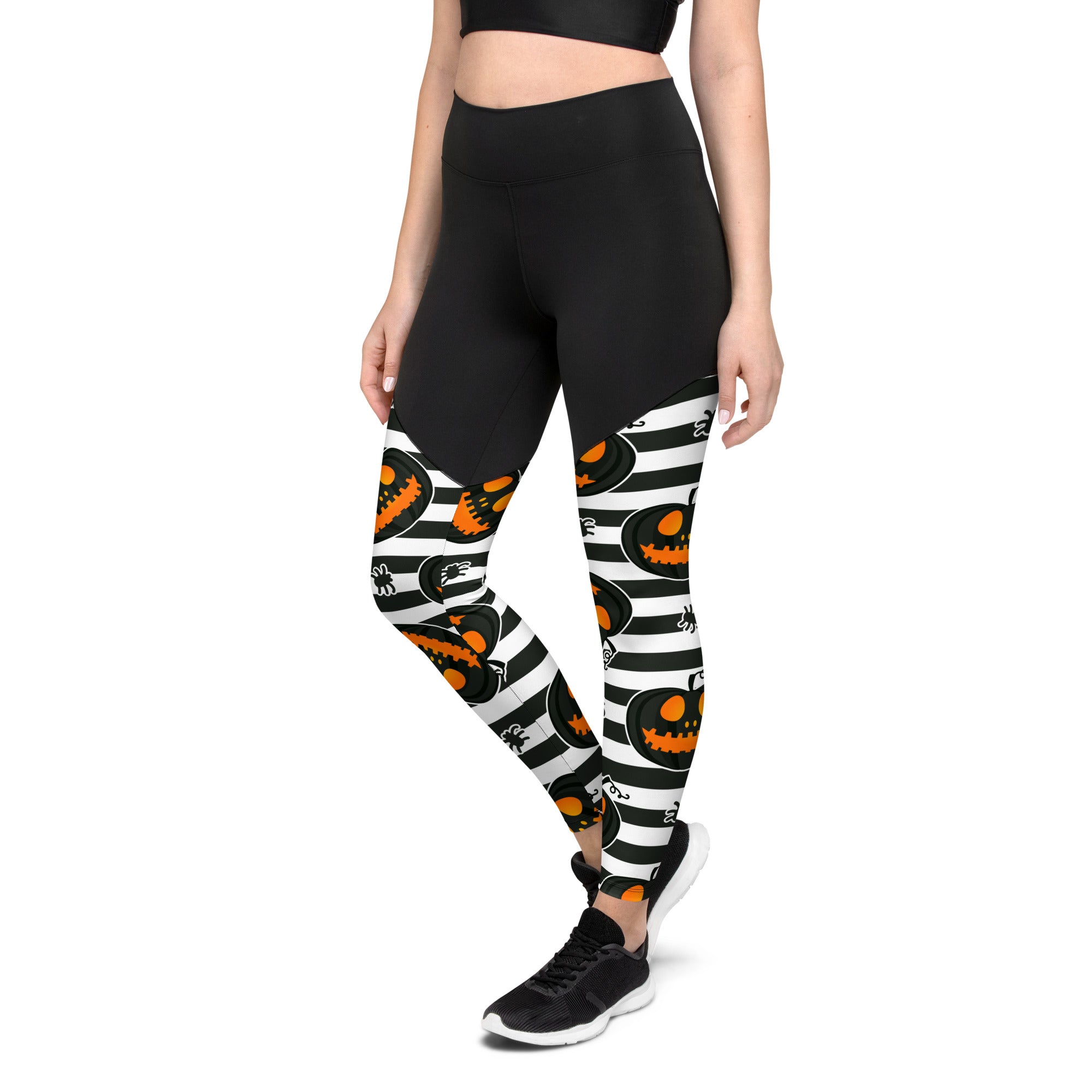 Striped Jack O'lanterns Compression Leggings