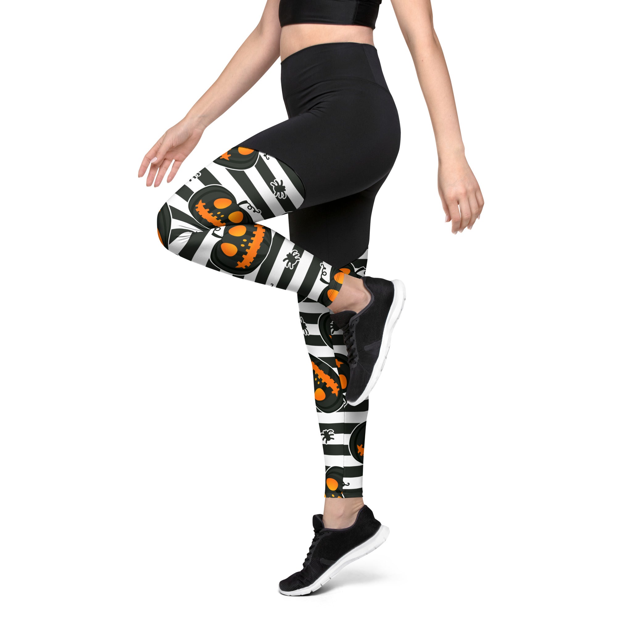 Striped Jack O'lanterns Compression Leggings