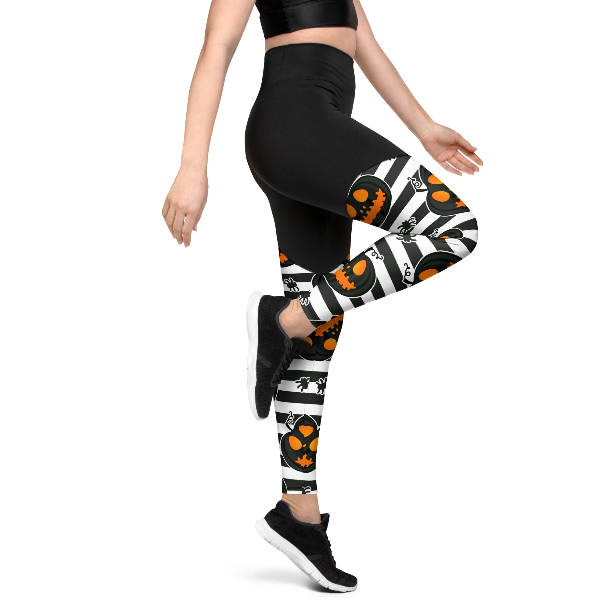 Striped Jack O'lanterns Compression Leggings