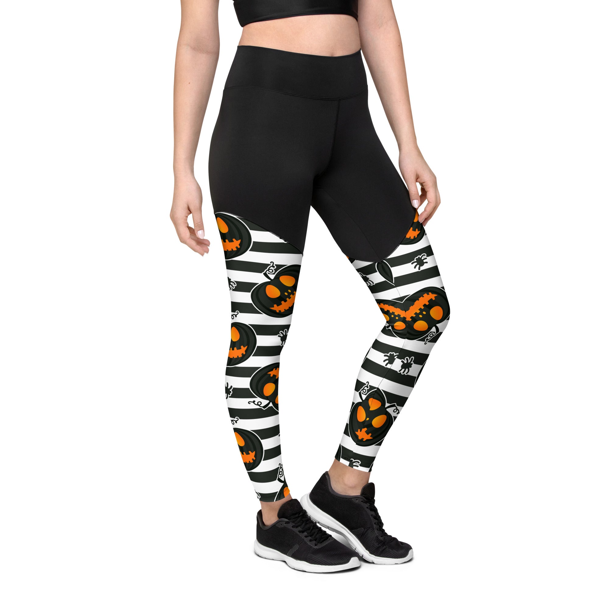 Striped Jack O'lanterns Compression Leggings